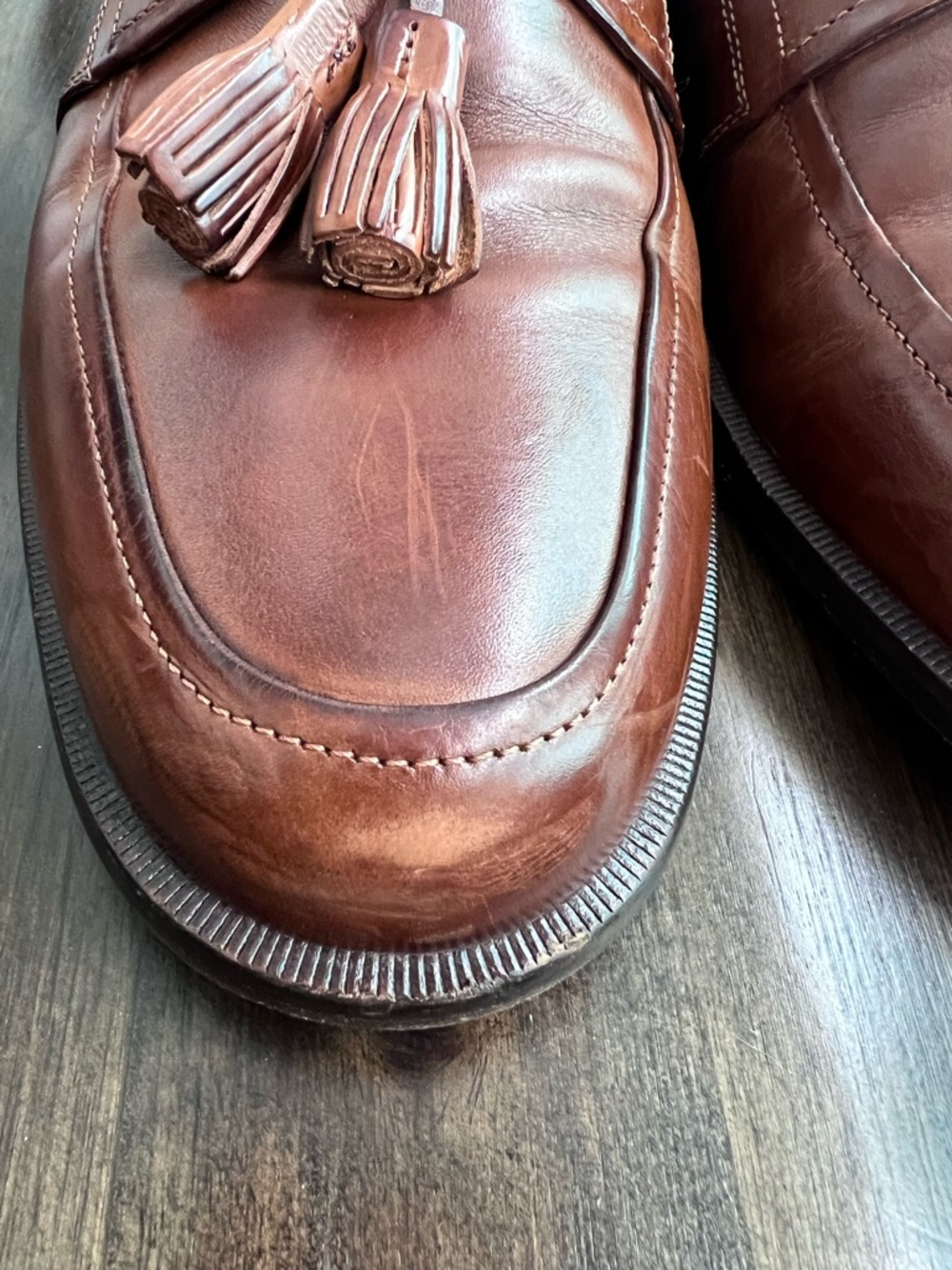 Johnston & Murphy Handcrafted in Italy Brown Leather Tassel Loafers 10 M - Picture 5 of 16